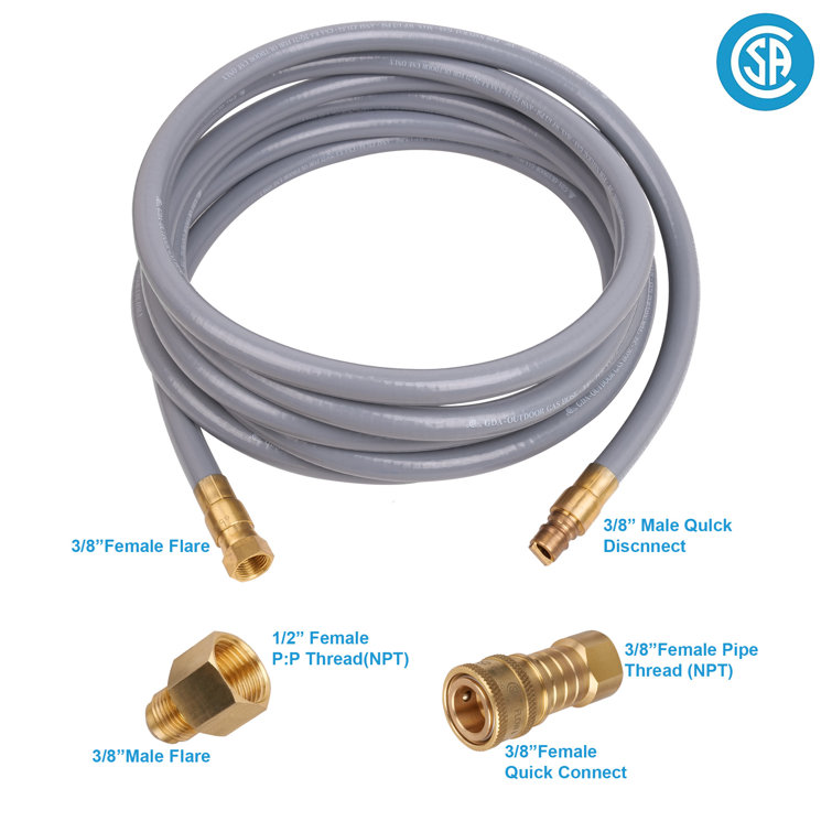Empava 15Feet 3/8" Quick Connect Natural Gas Hose With Quick Connect